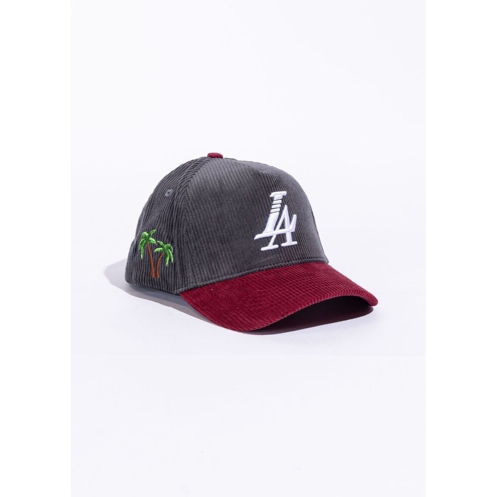 REFERENCE Paradise LA Corduroy Snapback Hat Charcoal/Burgundy 2026